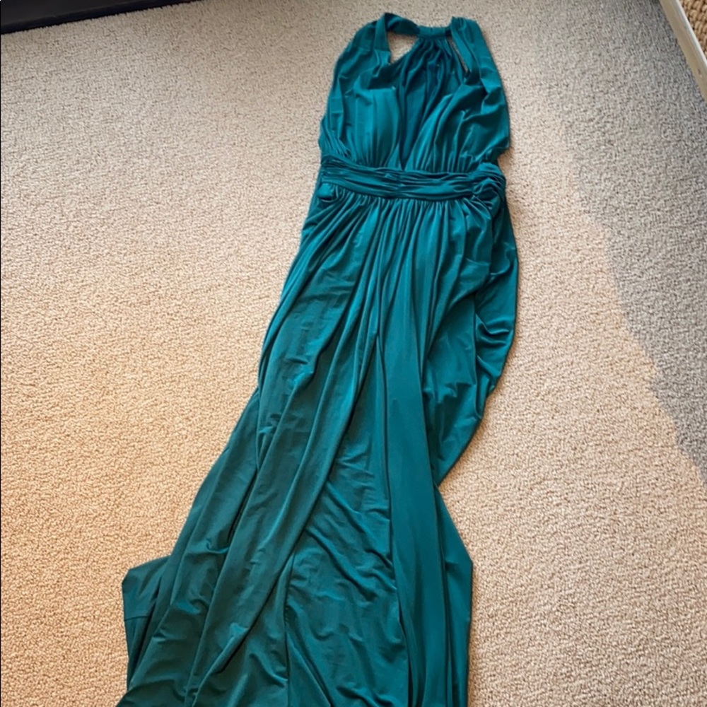 Bebe: long t-back draped jersey gown